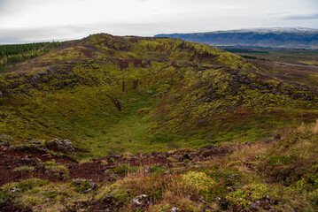 Fototapeta na wymiar A small crater next to the Kerid Crater in South Iceland