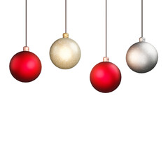 red christmas light ball gold and silver for Christmas decorate the place. 3d illustration