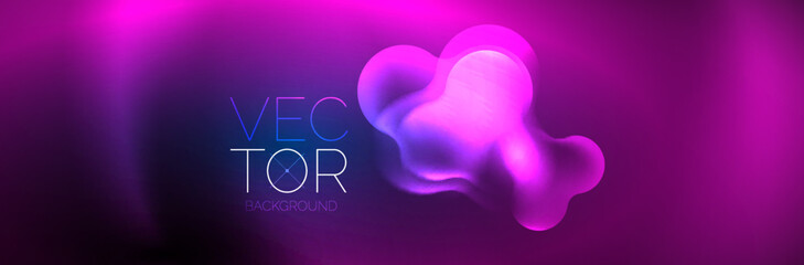 Glowing neon lights abstract shapes composition. Magic energy concept. Template for wallpaper, banner, background or landing