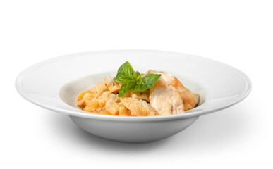 Delicious italian pasta in white plate