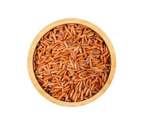 Fototapeta na wymiar Brown rice in wood bowl isolated on transparent png