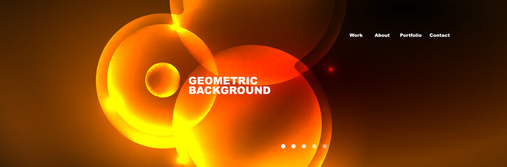 Shiny neon circles and bubbles, dark abstract background with blurred magic neon light, wallpaper design