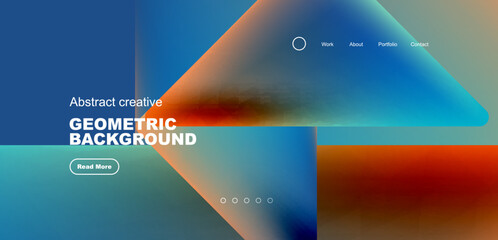 Triangles with fluid colors geometric abstract background. Techno or business concept, pattern for wallpaper, banner, background, landing page