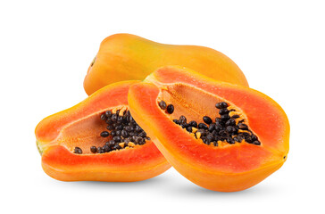 Half of ripe papaya fruit isolated on transparent png