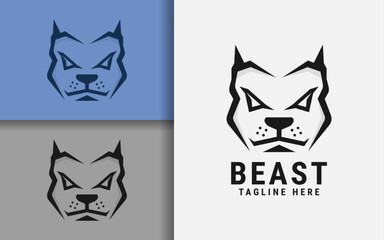 Abstract Minimalist Dog Head Silhouette Logo Design. Vector Logo Illustration.