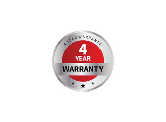 Warranty 4 years isolated vector label on white background. Guarantee service icon template.
