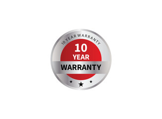 Warranty 10 years isolated vector label on white background. Guarantee service icon template.
