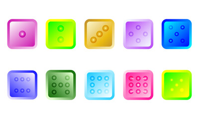 Collection of toy number square icons domino game entertainment symbol abstract background vector illustration