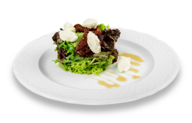 Salad With Smoked Eel with Unagi Sauce. Japanese Food