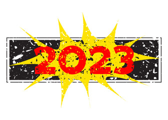Simple vintage rubber stamp with number 2023.