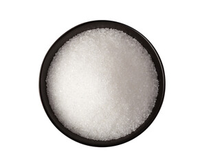 Bowl of white sugar isolated on transparent png
