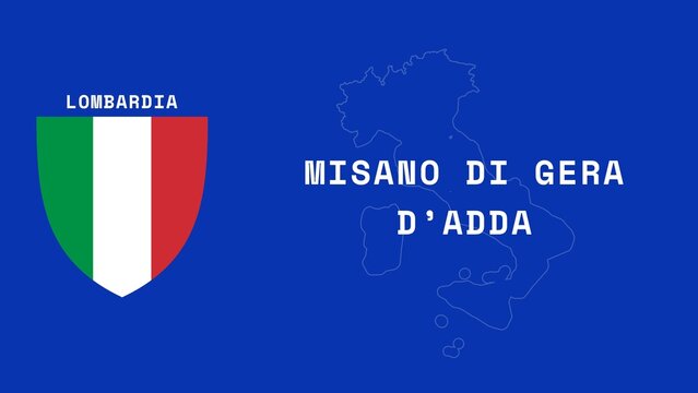 Misano di Gera d&rsquo;Adda: Illustration mit dem Ortsnamen der italienischen Stadt Misano di Gera d&rsquo;Adda in der Region Lombardia