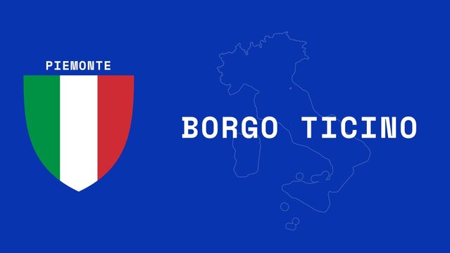 Borgo Ticino: Illustration mit dem Ortsnamen der italienischen Stadt Borgo Ticino in der Region Piemonte