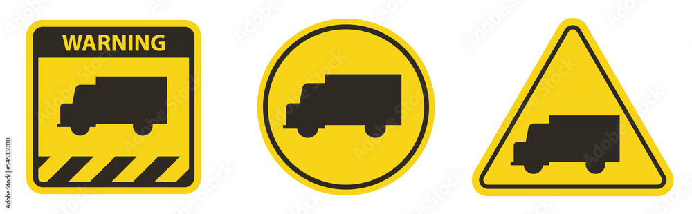 Wall mural truck crossing sign on white background