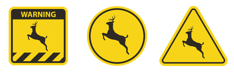 Deer Crossing Sign On White Background