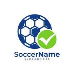Obraz premium Check Soccer logo template, Football Check logo design vector