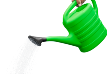 Watering can with green grass