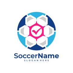 Check Soccer logo template, Football Check logo design vector