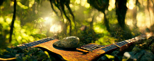guitar on a rock