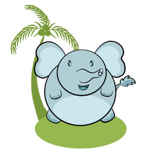 illustration of a cartoon elephant, vector