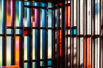 Vertical stained glass from a modern church