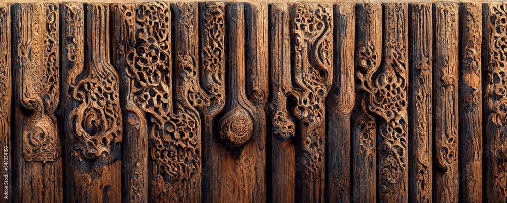 Wall mural wooden door