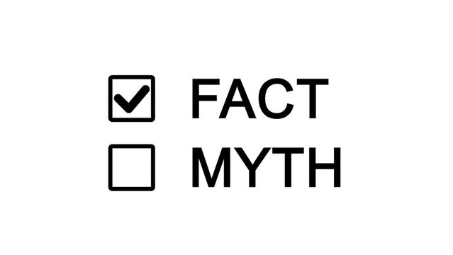 Fact or Myth Option with Check Mark In The Box Animation on White Background and Green Screen