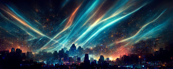 Obraz premium fireworks in the city