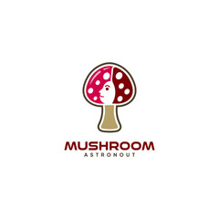 Creative Mushroom Astronaut Vector Logo