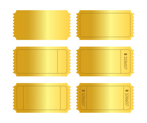 Golden ticket vector design template. Premium coupon festival paper symbol. 