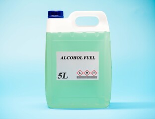 Biofuel in chemical lab in plastic canister Alcohol Fuel