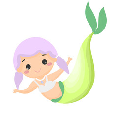 cute little mermaid cartoon character illustration