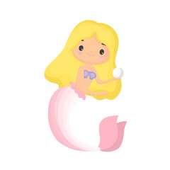 Fototapeta premium cute little mermaid cartoon character illustration