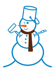 Christmas snowman painter with brush and paint roller illustration