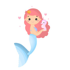 cute little mermaid cartoon character illustration