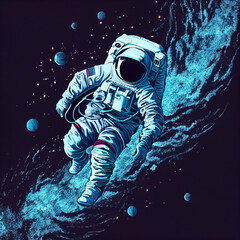 Fototapeta na wymiar astronaut in space painting wallpaper background 