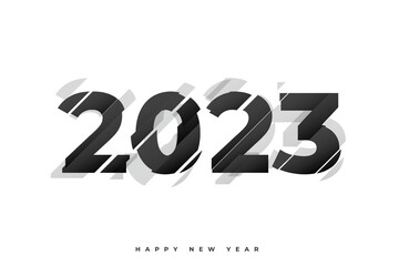 creative 2023 text in slices style for happy new year banner