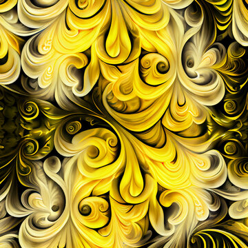 Yellow Floral Pattern Design Fractal Vector Abstract Wallpaper Background