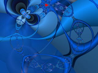 Blue fractal, abstract blue background with circles