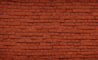 Panoramic view of empty, old, red brick wall background with copy space