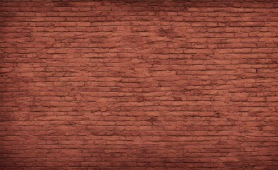 Panoramic view of empty, old, red brick wall background with copy space