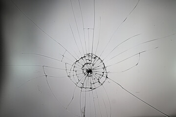 white background bullet hole on glass texture abstract window