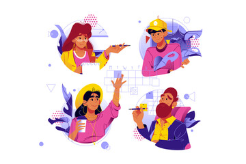 Man and woman silhouettes avatars set