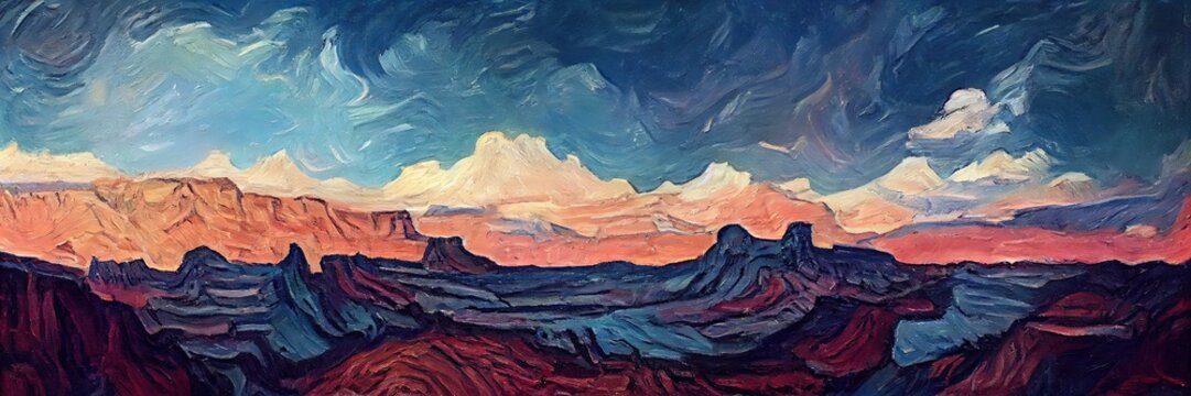 Grand canyon in the oil painting style.