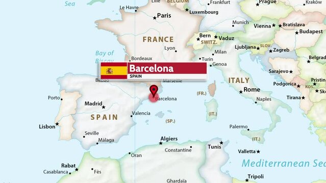 Barcelona, Spain - Barcelona Map, Spain Map Animation