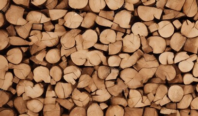 Pile of a dry chopped firewood logs
