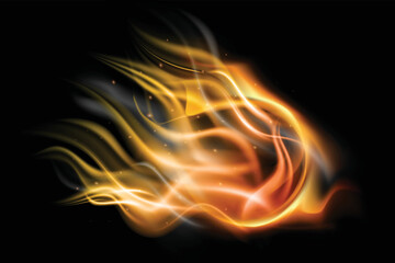 Realistic fire flame banner background