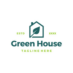 Green house simple logo design vector illustration