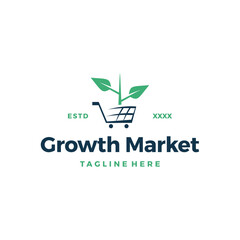 Growth market Logo design vector illustration