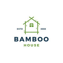 Bamboo house simple logo design vector illustration
